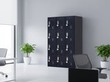 12-Door Locker for Office Gym Shed School Home Storage - 4-Digit Combination Lock V63-839121