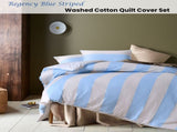 Accessorize Regency Blue Striped Washed Cotton Quilt Cover Set Queen V442-HIN-QUILTCS-REGENCY-BLUE-QS