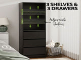 Artiss 2x Chest of 3 Drawers Tallboy Cabinet Black FURNI-L-CDR-3D3S-BK-ABX2