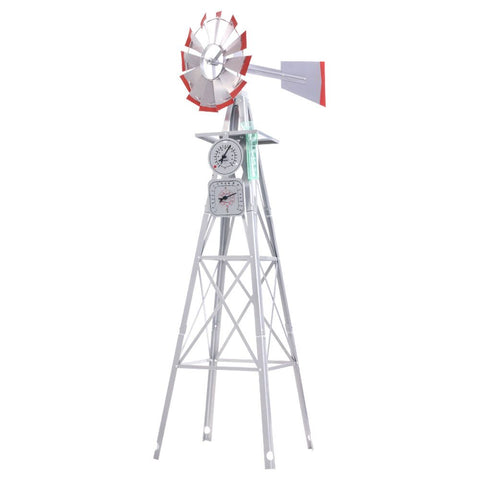 Garden Windmill 6FT 186cm Metal Ornaments Outdoor Decor Ornamental Wind Will GWM-6FT-GR