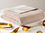 Pink and White Plush Chenille-Knit Throw Blanket - Soft Cozy Polyester for Bed & Sofa Textured V888-ELOSUNG27859