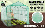 Garden Greenhouse Walk-In Shed 3.5x2x2M PE Apex V274-GN-GH352020T-GN