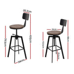 Artiss 4x Bar Stools Kitchen Dining Chairs Adjustable Wood Stool w/Backrest BA-TW-V17-098BACK-BKX4