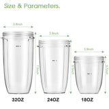 Blender Replacement Cups for Nutribullet Blender,32oz Cups Compatible with Nutri Bullet 600W/900W V1370-AZ4-08251
