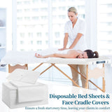 50PCS Disposable Bed Sheets & 50PCS Disposable Face Cradle Covers, Skin-Friendly Non-Woven Massage V1369-AZ3-W-08528