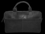 Futura Mens Slimline Leather Laptop Bag School Work Satchel Shoulder Strap - Black V563-A1973LBLACK