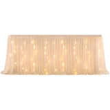 6ft Table With Lights, Pearl Chiffon LED Lighted Tableing, 72" x 30.7" Ruffle Tutu Table V1192-AZ-W-18430