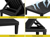 Gardeon Sun Lounge Adjustable Lounger Patio Outdoor Furniture Lightweight Black FF-LOUNGE-PP-RAT-BK