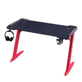 Gaming Desk with LED Lights Computer Desk Z Shaped Desk - Black V957-RLX39671014K