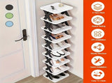 6-Tier Foldable White/BLACK Shoe Rack, space-saving vertical design for entry halls, living rooms, V1102-KZDXJ001