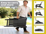 Gardeon Outdoor Chairs Folding Adirondack Beach Chair HDPE Sun Lounge Patio Furniture Garden Black FF-BEACH-HEFD-BK