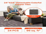 Carpet Tiles Reusable 610x610 mm, 24 PCS Modular Carpet Square Rug, Commercial Floor Soft Padded for V952-KCXFKDT2424IJ3ENO001V0