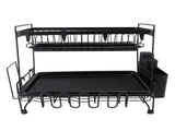 Dish Drying Rack 2 Layer Foldable Versatile Convenient Storage Dish Drainer Rack with Utensil Holder V1294-YM0710-3118230398711