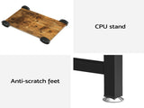 Artiss Computer Desk L-Shape CPU Stand Brown 147CM MET-DESK-L-003-BR
