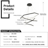 BAMDECOR AD2582/4 Modern LED Chandelier, Hexagonal Rings Ceiling Lighting Contemporary Chandeliers V255-BAM-AD2582-4-46810-BLK