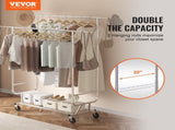 Heavy Duty Clothes Rack, Double Hanging Rod Clothing Garment Rack for Hanging Clothes, Adjustable V952-JYKCYJ4858221BPVDV0