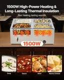 Commercial Food Warmer, 1500W Electric Stainless Steel Steam Food Warmer with Lid, 4-Pan Fast V952-SYSPBWQPTK41SB7R9002V3
