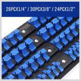 80 Socket Storage Rail Mixed Organizer Rack Holder Ball Locking 1/4" 3/8" 1/2" V465-97274