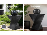 Gardeon Solar Water Feature Twisted Fountain LED Light Bird Bath 85CM Black FOUNT-MOON-BK