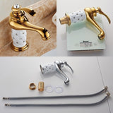 Antique Bronze Basin Faucet Porcelain Handle, Single Lever Deck-Mounted Mixer Tap, Vintage Style V1107-113-85547-WHT