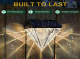 Solar Fence Lights Diamond, 6 Pack Deck Lights Outdoor Waterproof Step Lights Solar Powered for V1366-AZ2-W-08421
