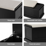 Artiss Storage Ottoman Blanket Box 140cm Fluted Black FUR-S-OTM-RTA-03-PB-BK