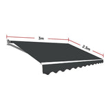 Outdoor Folding Arm Awning Retractable Sunshade Canopy Grey 3.0m x 2.5m V63-842721