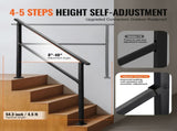 Outdoor Handrails for Steps, 4-5 Step Stair Rail Kit, Black Square Tube with Horizontal Bar, Carbon V952-FGDHGZLSLZFSY0FVPV0