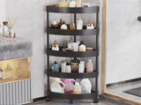 Detachable 5-Tier Bathroom Corner Shelf Organizer with Rolling Wheels and Drainage Holes, Durable V1370-AZ4-13568