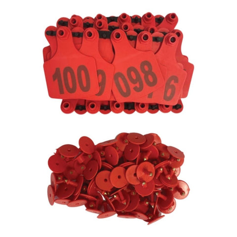 1-100 Cattle Number Ear Tags 7.5x10cm Set - XL Red Cow Sheep Livestock Labels V238-SUPDZ-39973721997392