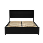 Artiss Bed Frame Double Size LED with 4 Drawers Black DUNN BFRAME-H-DUNN-D-BK-ABC