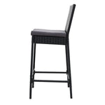 Gardeon 2-Piece Outdoor Bar Stools Dining Chair Bar Stools Rattan Furniture ODF-BAR-CHAIR-BK-2X