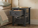 Grey Bedside Table with Wicker Basket V264-TAB-713C-LGR-1PC-1
