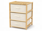 3 Drawer Bamboo Storage Chest Fabric Drawers Multi-Purpose Organiser for Bedroom Bathroom Laundry V1181-HO0421-NEW