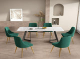 Marbleous Green Velvet Dining Set V264-DNT-413C-WHE-DNC-414V-GRN-6