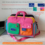 Color-Block Stitching Large Travel Duffel Bag Multi-Functional Hand Luggage for Casual V1232-ZSBB-004