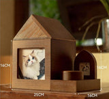 Pet Urn Nostalgia Passing Away Dog Cat Cabin Urn with Photo Frame Pet Coffin - Brown - Size Large V1107-136-08162-BRN-LARGETABLE