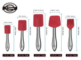 Gourmet Easy 5pcs Silicone Spatula Set, Heat Resistant with Stainless Steel Handle V1376-UTEN5RED