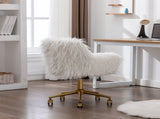 Fluffy Office Chair Faux Fur Modern Swivel Desk Chair for Women And Girls-White V226-SW1005WT