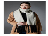 Beige Contrast Edge & Tassel Scarf - Chic Autumn/Winter Neckwear V888-ELOSUNG31029