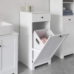 White Bathroom Cabinet with Laundry Basket and Drawer V178-85024