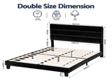 Artiss Double Bed Frame Upholstered Platform Base with Geometric Headboard Black Velvet BFRAME-H-HUSH-D-BK-AB