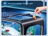 Cream color Modern Desktop Aquarium & Turtle Tank - Panoramic Viewing Fish Tank with Basking V888-ELOSUNG34560