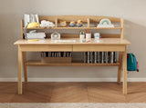 Solid Wood Study Desk with Shelf and Drawers/Rubberwood/Home Office Desk V1057-DM6006N