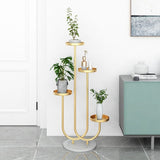 SOGA 2X U Shaped Plant Stand Round Flower Pot Tray Living Room Balcony Display Gold Metal Decorative FPOTH101X2