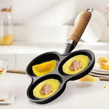 3 Hole Cast Iron Omelet Pan Non-Stick Breakfast Egg Pan Breakfast Grill Cooking Po G12141 V1369-AZ3-W-12685