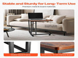 C Table, C Shaped Sofa Side Table with Metal Frame Rolling Casters, Portable C Shaped End Stand for V952-CZ1JT1CBHB208HKNP001V0