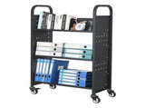 Rolling Library Book Cart, 150 kg Capacity, 77 x 38 x 122 cm Library Cart, Single Sided V-Shaped V952-VXTSGTCHS3307B7MH001V0