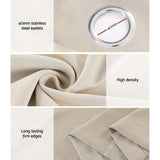 Artiss 2X Blockout Curtains Eyelet 240x230cm Beige BC-MATT-240X230-BG