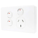 C2000 Series Classic 250V 10A Horizontal Single Switch Socket Outlet, White Electric V1202-V1-CLIC2015XXWE